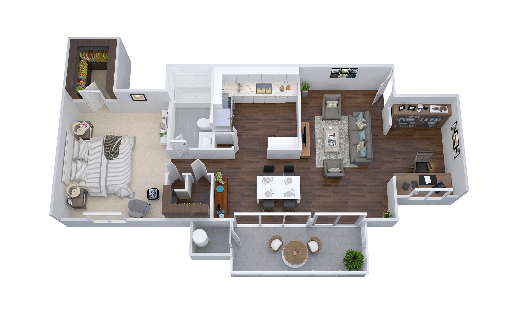 Floor plan for 1 bed, 1 bath, 825 sqft